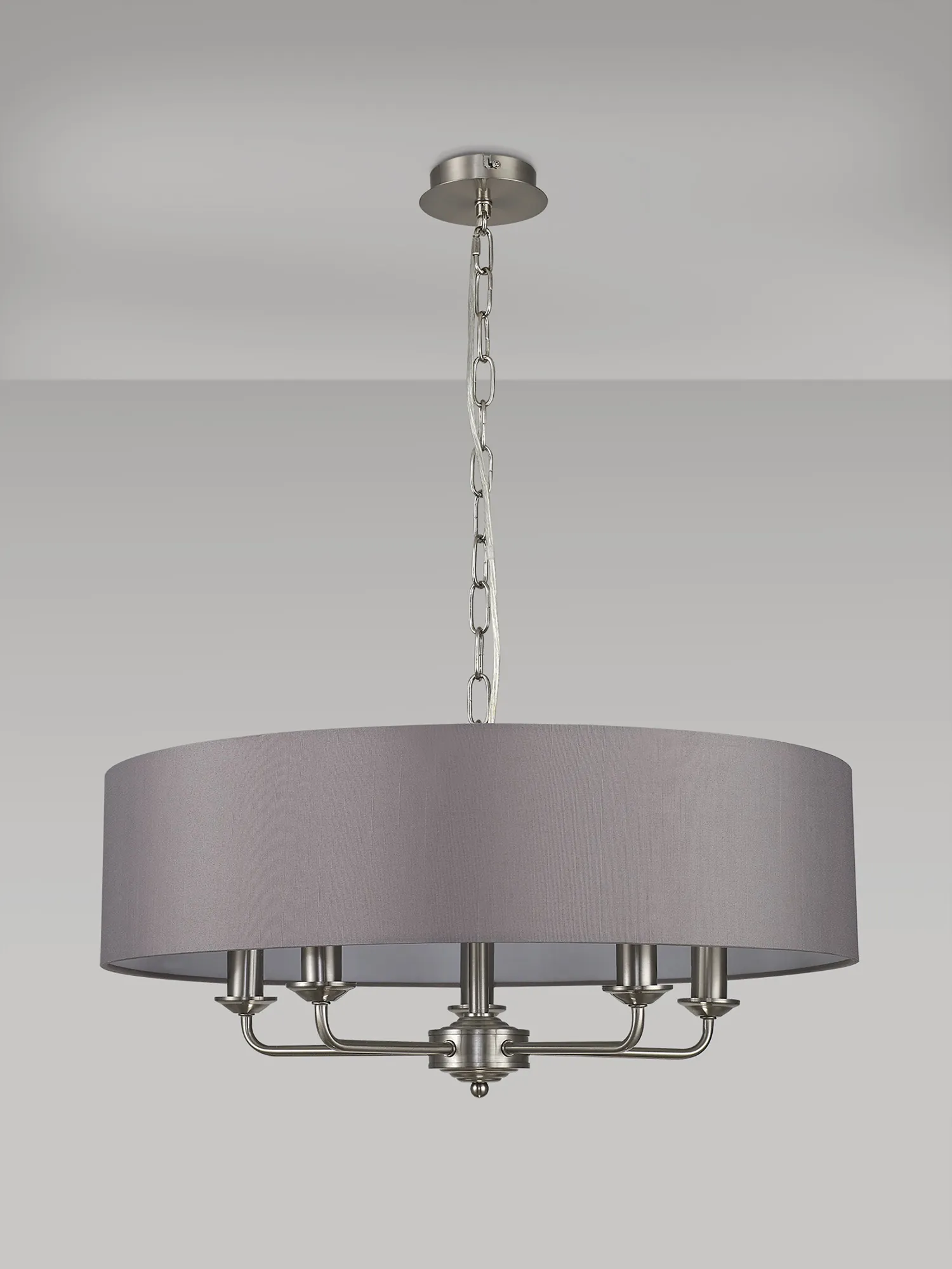 Banyan 60cm 5 Light Pendant Satin Nickel, Grey DK0057  Deco Banyan SN GR